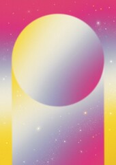 Gradient Pastel Retro Future Space circle and arch way door