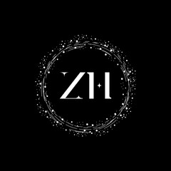 Initial ZH Abstract Modern Letter Logo Design vector With Black Background.