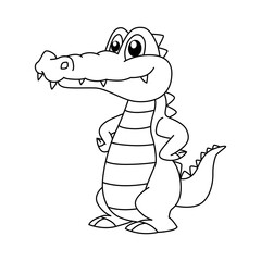 Cute crocodile cartoon coloring page illustration vector. For kids coloring book.