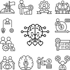 Fototapeta premium Brain hearts motivation idea icon in a collection with other items