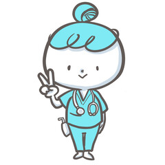 2と指差しする看護師　青バージョン