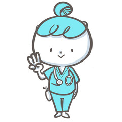 3と指差しする看護師　青バージョン