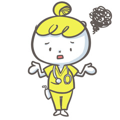 注意喚起する看護師　黄色バージョン