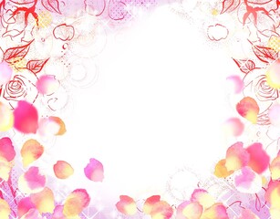 70年代少女漫画キラキラ薔薇の園背景ペン画イラスト