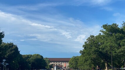 The open path at park Ueno that leads to the museum, sunny July 28th, year 2022 Tokyo Japan