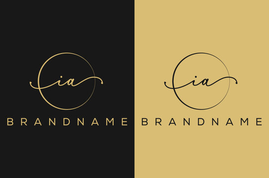 I A IA hand drawn logo of initial signature, fashion, jewelry, photography, boutique, script, wedding, floral and botanical creative vector logo template for any company or business.