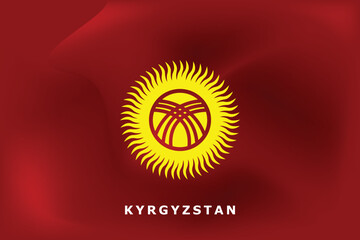 National flag of Kyrgyzstan. Realistic pictures flag