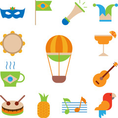 hot air balloon color icon in a collection with other items