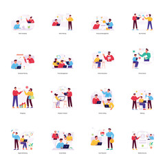 Fototapeta premium Pack of Project Management Flat Illustrations
