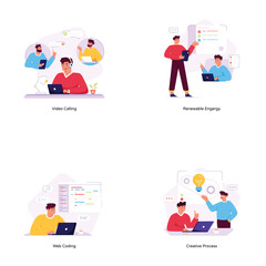 Pack of Work Planning Flat Illustrations