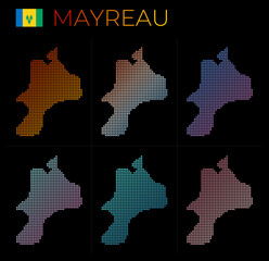 Mayreau dotted map set. Map of Mayreau in dotted style. Borders of the island filled with beautiful smooth gradient circles. Charming vector illustration.