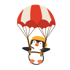 cute penguins cartoon  Parachute vector