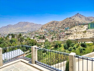 View of south Kabul (Afghanistan) from a garden