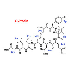 Fototapeta na wymiar Structural formula of the hormone oxytocin