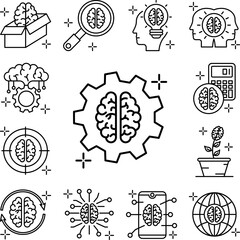 Fototapeta premium Gear brain icon in a collection with other items