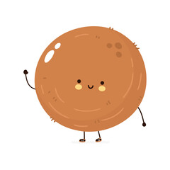 Cute funny coconut nut character. Vector hand drawn cartoon kawaii character illustration icon. Isolated on white background. Coconut nut character concept