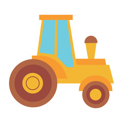 yellow tractor isolated on white background
