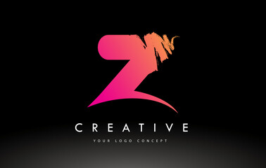 Obraz premium Z Brushed Letter Logo. Purple Pink Brush Letters design with Brush stroke design.