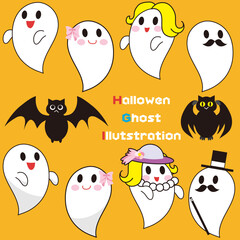 秋　ハロウィン　かわいい　ゴースト　イラスト