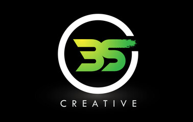 BS Green White Brush Letter Logo Design. Creative Brushed Letters Icon Logo.