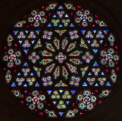 VALENCIA, SPAIN - FEBRUAR 14, 2022: The gothic rosette of the Cathedral.