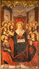VALENCIA, SPAIN - FEBRUAR 14, 2022: The painting of Pentecost on the side altar  in the Cathedral ...