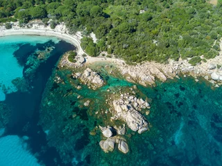 Wall murals Palombaggia beach, Corsica Aerial view of palombaggia Beach in Corsica near Porto Vecchio, France