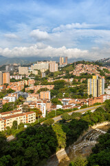 Fototapeta na wymiar Medellin town city travel portrait format view on Robledo and Los Colores districts in Colombia