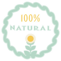 100% natural product sticker, label, badge and logo. Ecology icon. Template for organic and eco friendly products.  Vector illustration. Isolated on white background