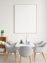 mock up poster frame in modern interior wood floor concrete wall background, Scandinavian style, Loft style, 3D render, 3D illustration	