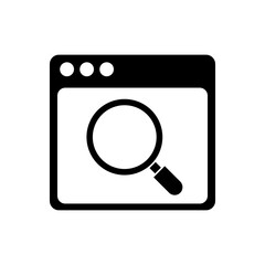 webpage, browser with magnifying glass icon vector