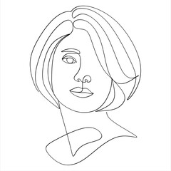 Sural Faces Continuous line, drawing of set faces and hairstyle, refashion concept, woman beauty minimalist, vector illustration. Contemporary portrait