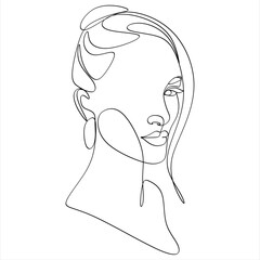 Sural Faces Continuous line, drawing of set faces and hairstyle, refashion concept, woman beauty minimalist, vector illustration. Contemporary portrait