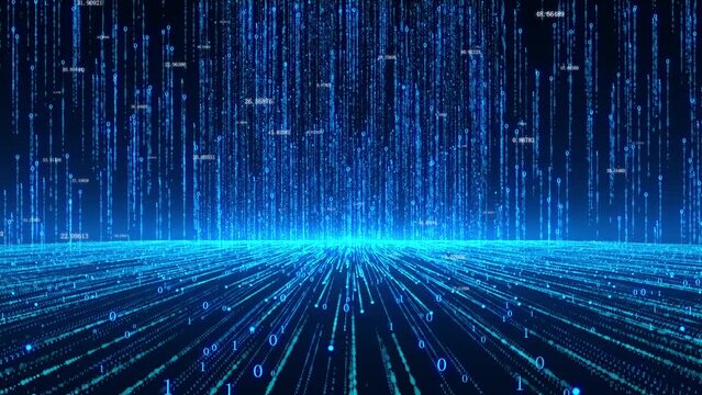 Computer binary digital rain information flow technology background