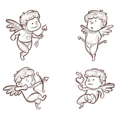 set illustration angel and cupid