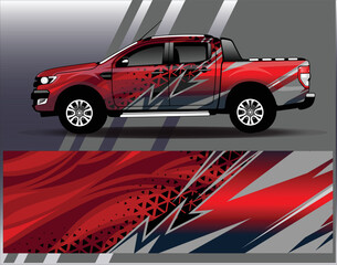 Naklejka premium Car wrap design vector. Graphic abstract stripe racing background kit designs for wrap vehicle race car rally adventure and livery