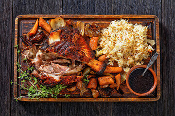 Crispy skin German Pork Knuckle with sauerkraut