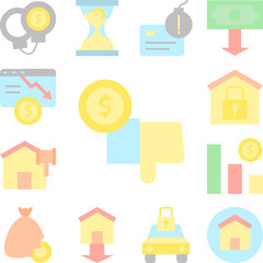 hand coin dislike dollar icon in a collection with other items