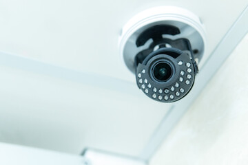 Video surveillance indoors, surveillance cameras inside.Close-up.Selective focus