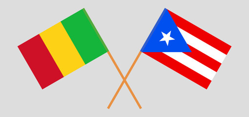 Fototapeta na wymiar Crossed flags of Mali and Puerto Rico. Official colors. Correct proportion