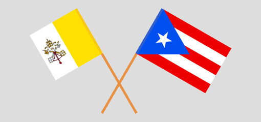 Fototapeta na wymiar Crossed flags of Vatican and Puerto Rico. Official colors. Correct proportion