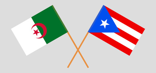 Crossed flags of Algeria and Puerto Rico. Official colors. Correct proportion