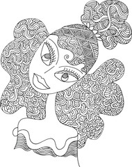 black and white Beauty Hair Pattern Design vector drawing	