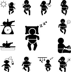 Fototapeta premium Baby, sleep icon in a collection with other items