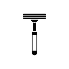 Manual shaving razor blade icon in black flat glyph, filled style isolated on white background