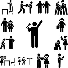Man microphone festival student pictogram icon in a collection with other items