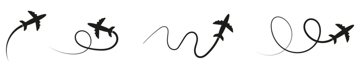 Set of flying airplanes icons. Airplane icon. Vector illustration eps10