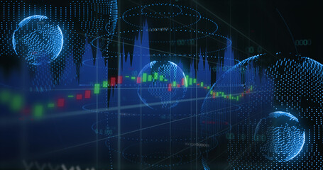 Image of data processing over globe