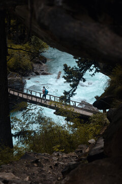 a man in the wooden bridge