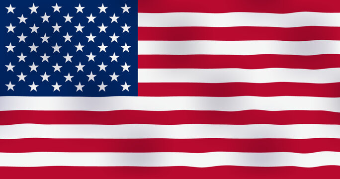 Waving flag of the US, symbol of the United States of America. Vector EPS 10
